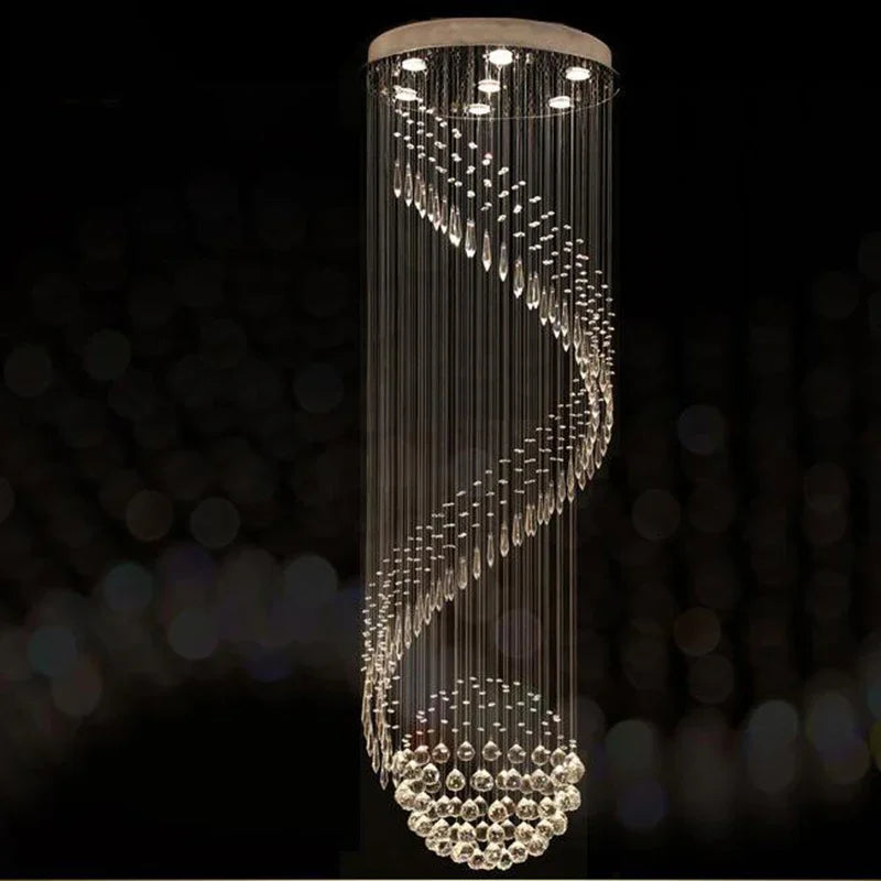 suspension lumineuse moderne cristal transparentes acier inoxydable led haute luminosité invisible multifonctionnelle