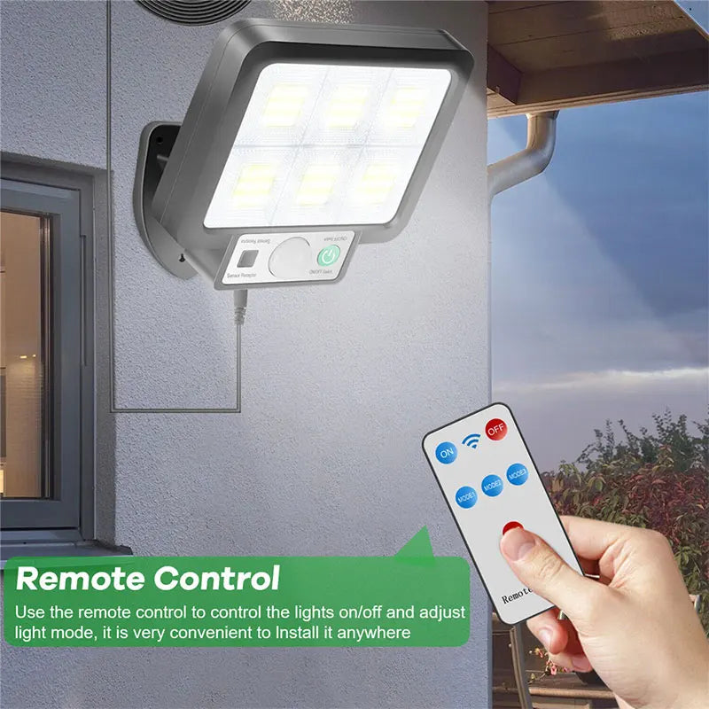 lampe solaire led détecteur mouvement ip65 moderne clips noirextérieur sécurité urgence jardin télécommande