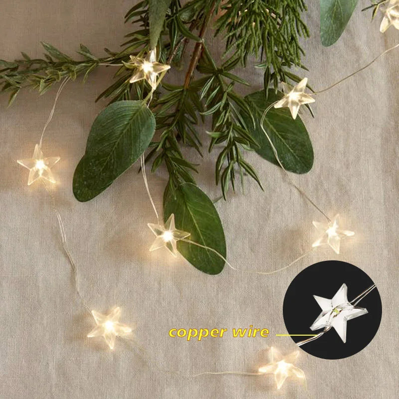 guirlande lumineuse étoiles blanc doré moderne 6m batterie AA LED extérieur chambre jardin