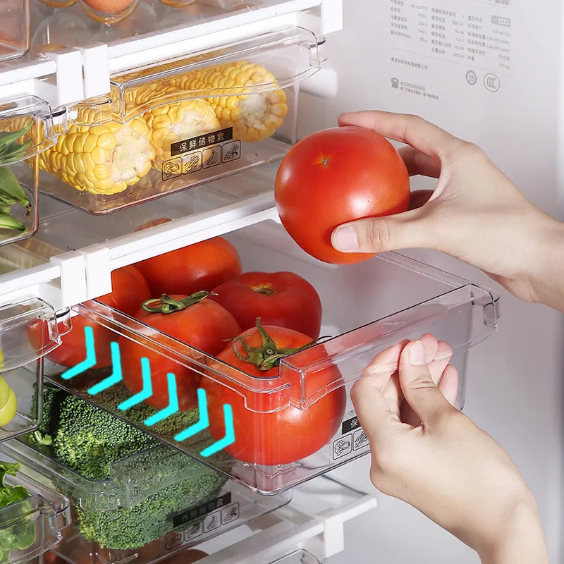 boîtes rangement réfrigérateur transparentes clips extensibles modernes pratique