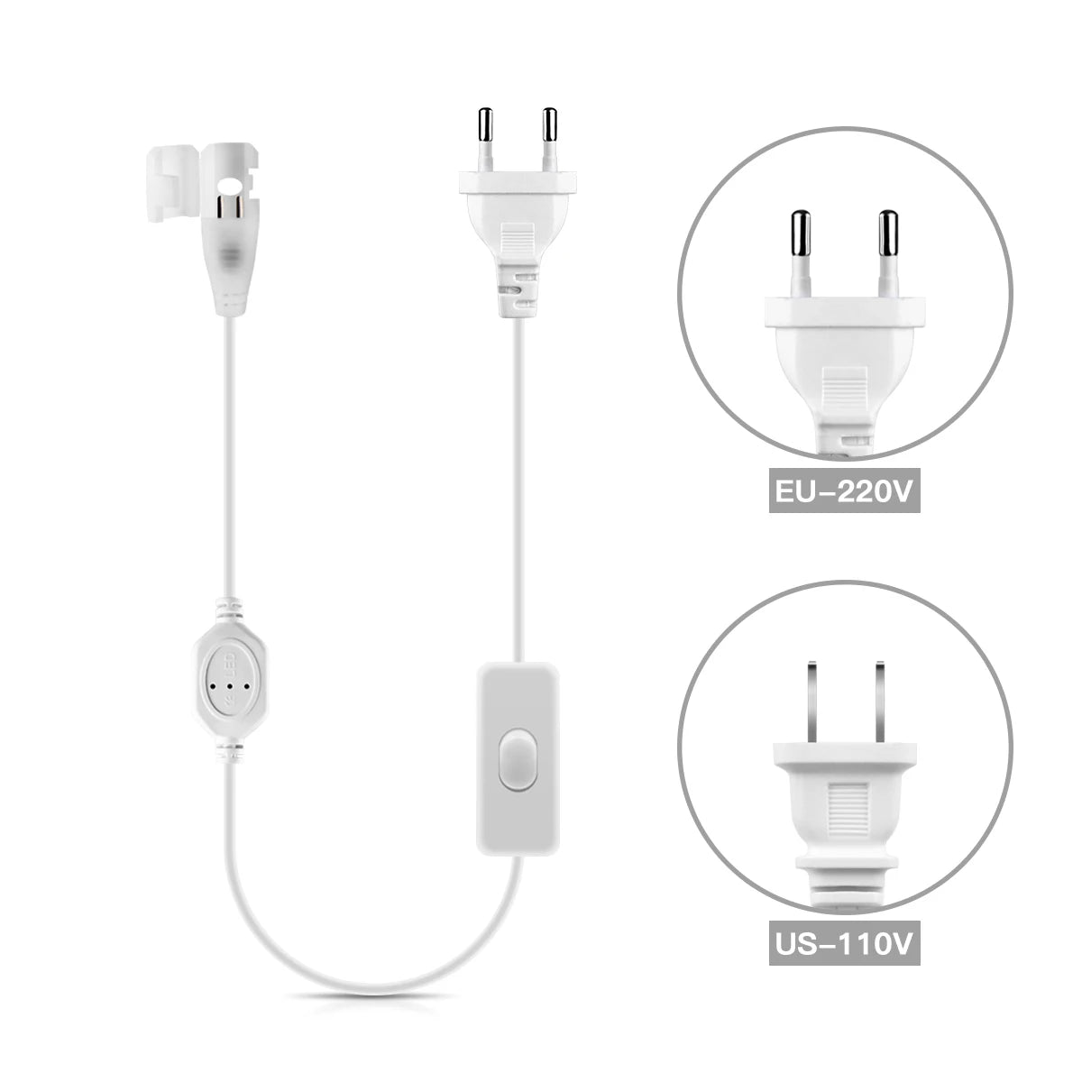 Ruban lumineux LED blanc moderne interrupteur tactile clips fixation transformateur d’éclairage EU US plug