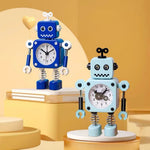 horloge robotique bleu jaune souriant vintage visage carré articulations batteries non fournies