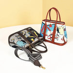 Sac main femme toile imprimé motifs jouets bandoulière amovible poches intérieures moderne casual polyvalent