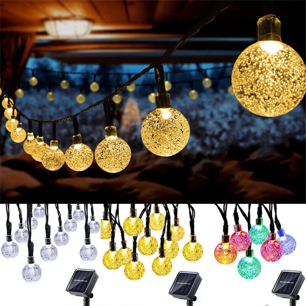 guirlande lumineuse solaire translucides multicolore moderne extérieure festive jardin blanc jaune led