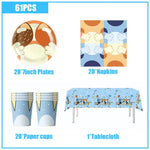 kit decoration anniversaire chien bleu assiettes gobelets serviettes guirlande support cupcake decor animaux