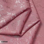 tissu jacquard fleurs blanches vert bleu clair rose pâle kimono traditionnel opaque polyester élasthanne