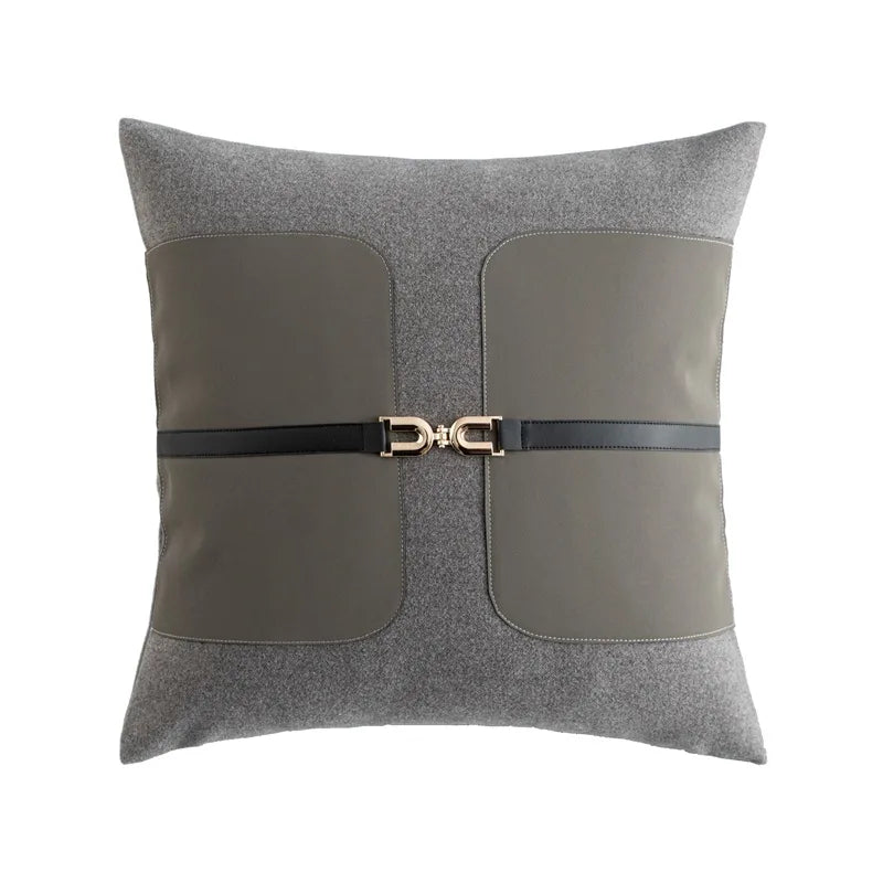taies d'oreiller houndstooth gris noir contemporain brodé respectueux environnement 45x45cm decoration chambre coucher