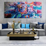 tableau mural moderne multicolore abstrait figures stylisées contemporain pop art sans cadre