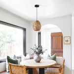 Suspension tissée moderne bambou marron clair câble ajustable salon chambre
