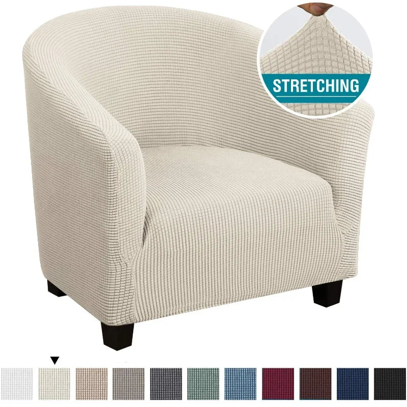 fauteuil moderne housse polyester jacquard gris élégants boutons protection salon automne hiver