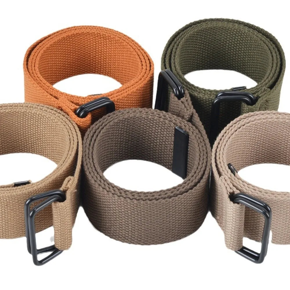 ceinture tissu épais couleur marron noir simple moderne boucle noire adultes unisexe orage vert
