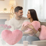coussin forme cœur rose clair peluche douce moderne bébé 30x40cm confortable non amovible lavable