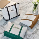 sac main moderne toile brodé doux poignées détachables blanc bleu marron vert rose
