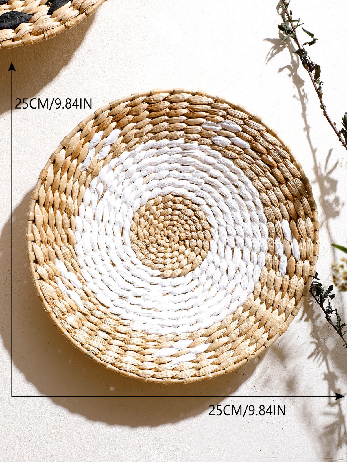 décoration murale bohème panier tressé beige noir blanche artisanale pastoral ethnique