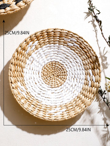 décoration murale bohème panier tressé beige noir blanche artisanale pastoral ethnique