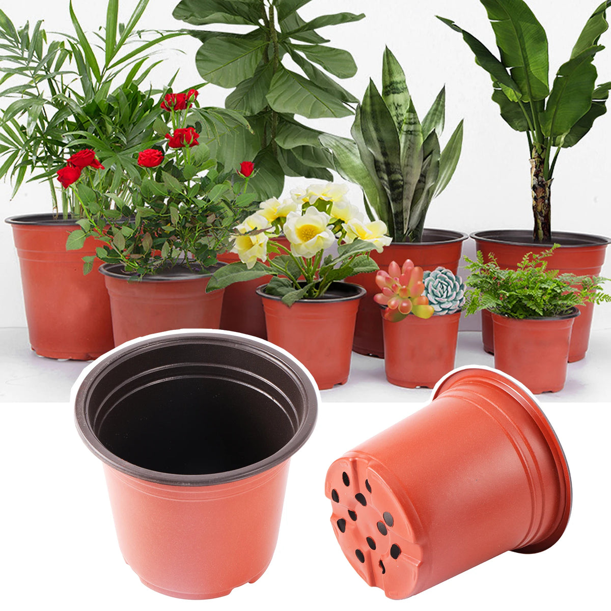 pot fleurs plastique léger semis jardin balcon intérieur moderne couleur orange noir