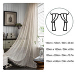 rideau boho chic crocheté motifs géométriques beige translucide pompons 150x100cm 150x160cm 150x200cm 150x240cm