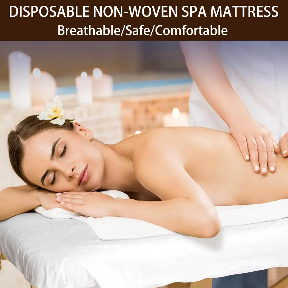 draps jetables massage blancs adhésifs couvre lits tête spa relaxation moderne pack 20pcs