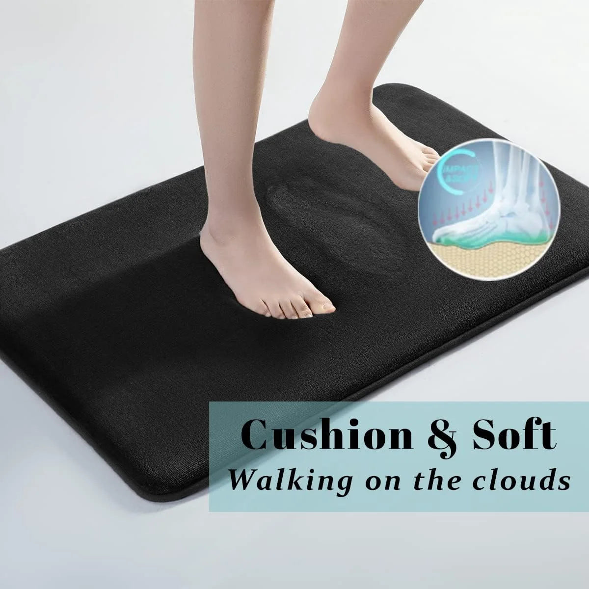 tapis sol antidérapant polyester gris foncé velours moderne cuisine salon 80cm 50cm