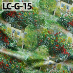 tissu imprimé coton biodegradable 145x50cm paysages fleurs abstrait impressionniste vert bleu rose