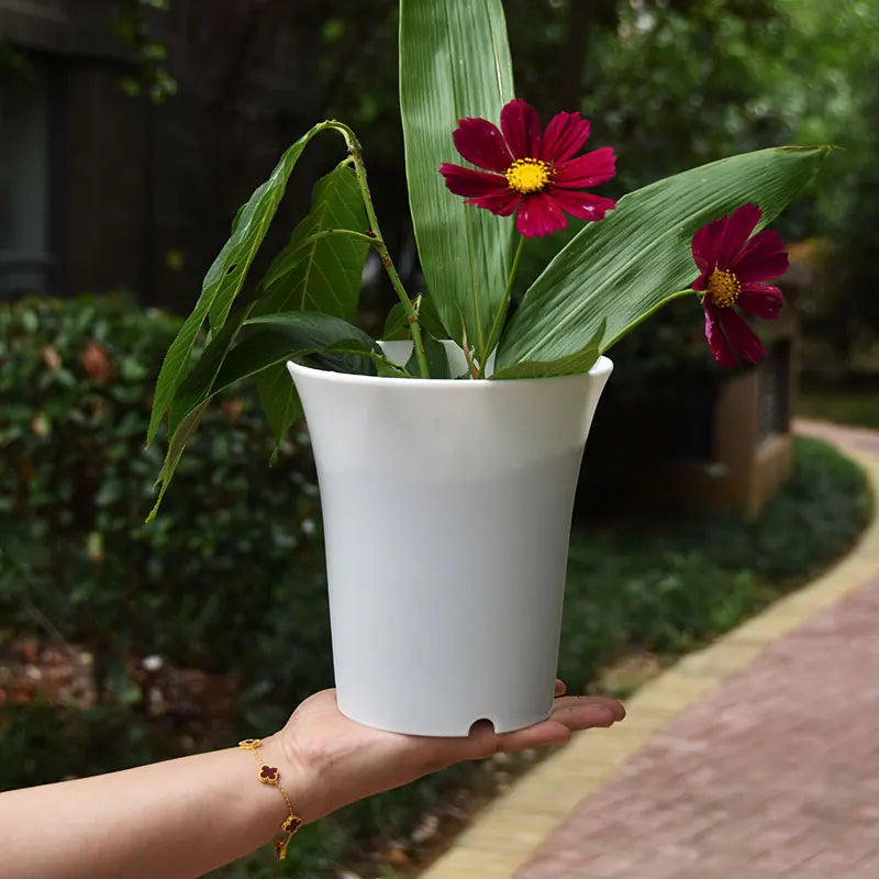 pot fleurs rond moderne fibre végétale blanc noir bac jardin intérieur extérieur décoration maison