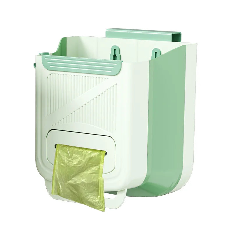 poubelle pliable suspendre porte armoire gris rose vert rayures clips moderne sac poignée