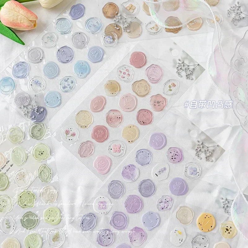 sticker scrapbooking kawaii floral vintage rose pâle vert pastel oiseaux motifs floraux adhésif artisanal
