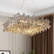 Lampe suspension carrée cristal lustre moderne pour salon chambre salle à manger éclairage intérieur