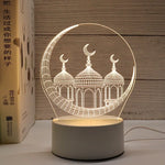 décoration murale lampe led transparente motifs islamiques adhésif base grise câble blanc moderne thème