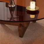 table basse moderne transparente bois marron clair plateau 70cm hauteur 31cm minimalistes