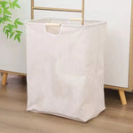 panier linge pliable coton rayures horizontales beige gris moderne poignées plastique