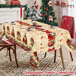 nappe table noël cloches dorées fleurs rouges feuilles vertes guirlandes flocons dorés classique