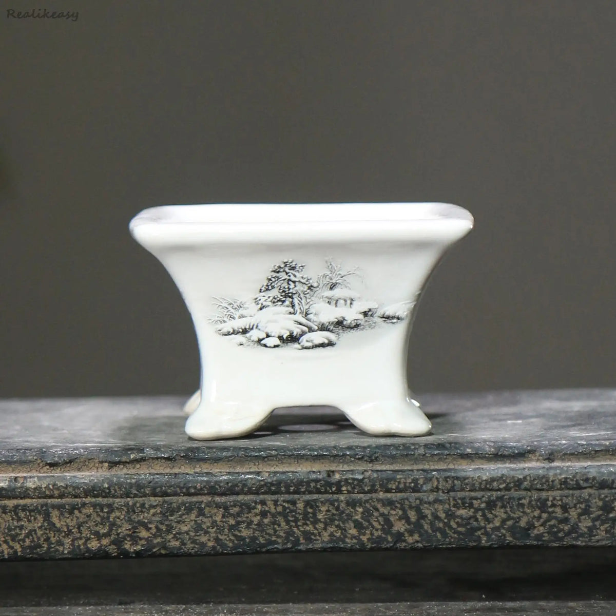 bacs plantes chinois paysage peint blanc opaque décoration intérieure pots fleurs