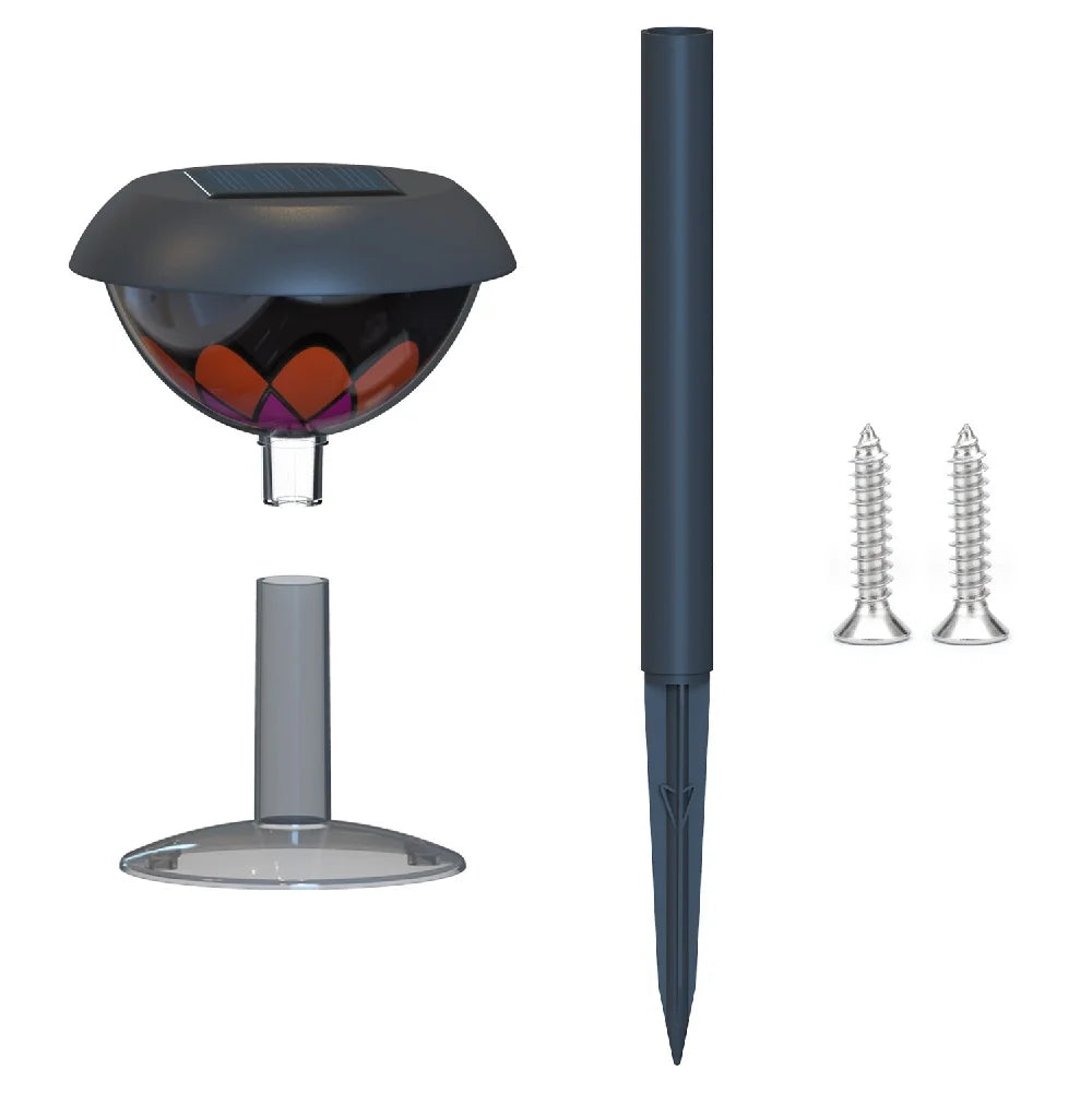 lampe solaire jardin fleur stylisée moderne noir jaune rose blanc ip65 ledextérieur