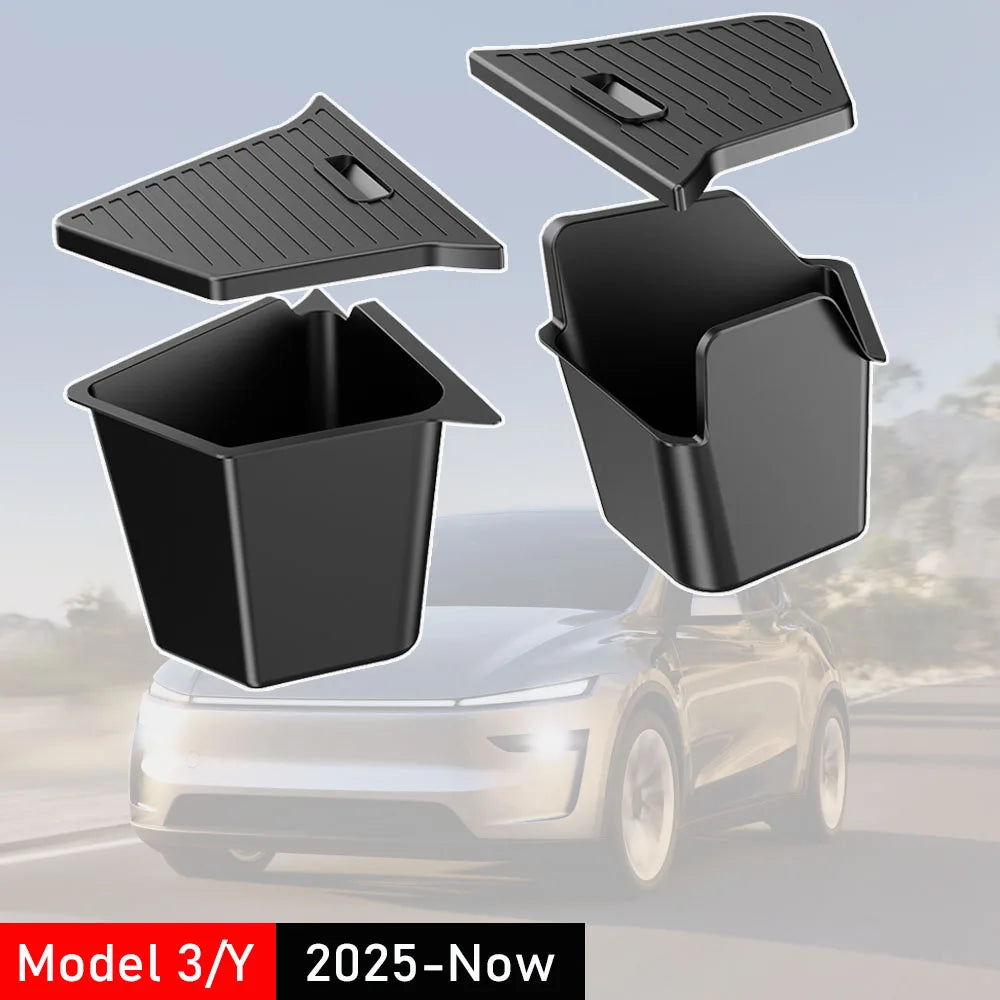 boîtes rangement coffre voiture noires rides horizontales modernes organisation compartiment charge TPE tapis couvercles
