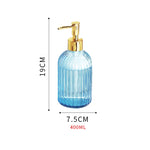 distributeur savon liquide bleu clair rayures verticales moderne élégant support mural gris foncé motif