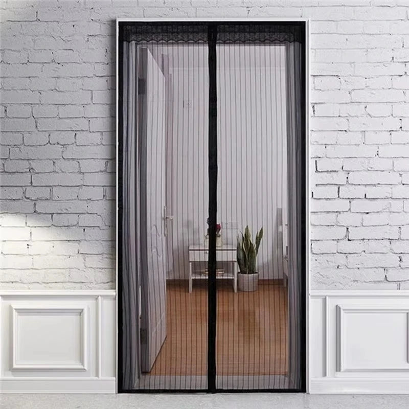 rideau porte magnétique anti moustiques noir maille fine moderne auto fermeture 91x210cm