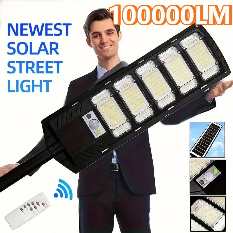 lampe solaire rue moderne noire ip67 led étanche sécurité extérieure télécommande