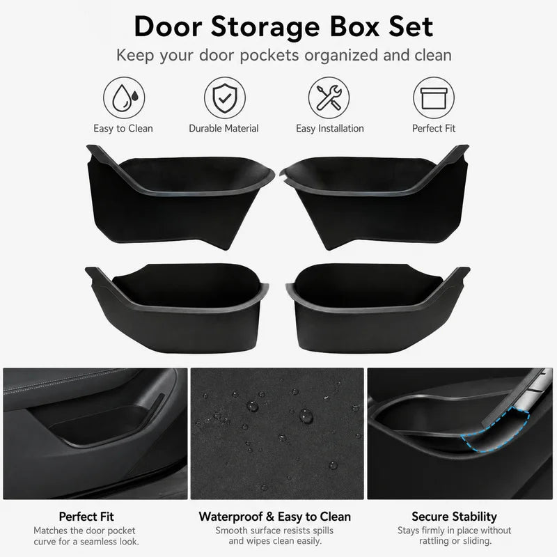 boîtes rangement porte voiture tesla noir mat contemporain clips sécurité