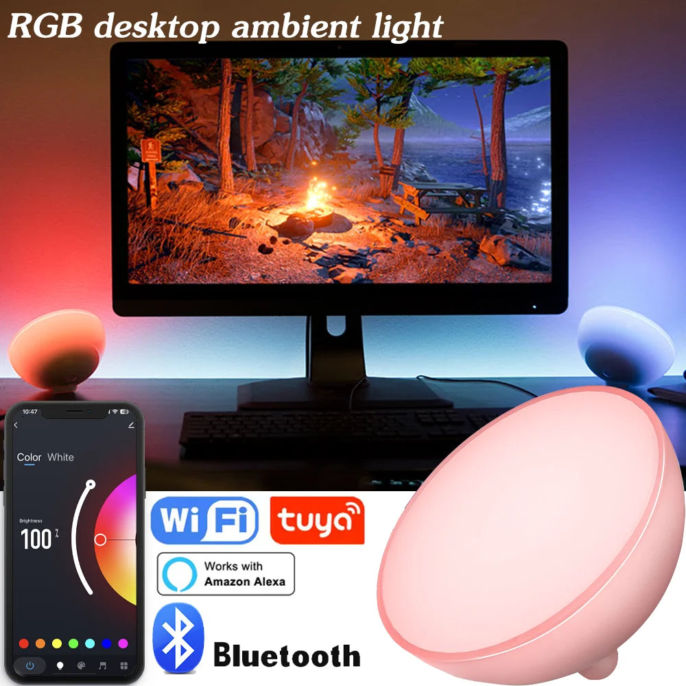 lampe table intelligente wifi bluetooth rose moderne veilleuse ambiance led rechargeable 249 2000 flux