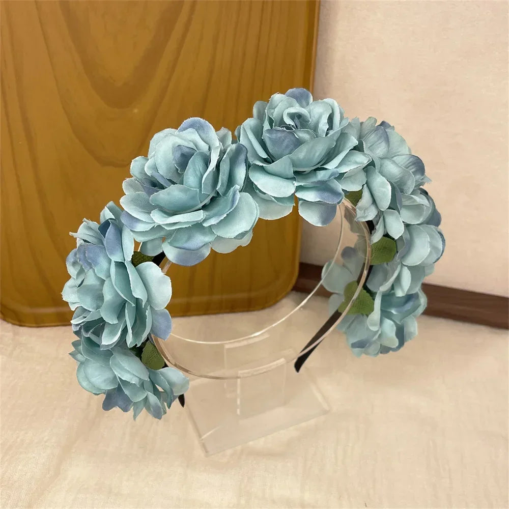 couronne fleurs artificielles bohème rouge rose blanche violette cheveux décoration mariage anniversaireintérieur