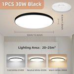 lampe led plafonnier blanc moderne 27cm diamètre 5cm épaisseur 18w 30w
