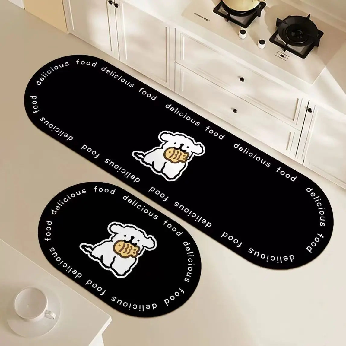 tapis cuisine antidérapant motif carreaux personnages mignons moderne imperméable sol maison intérieur