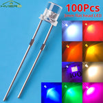 diodes led 3v transparentes bleues vertes rouges chaudes jaunes blanches roses violettes oranges plat