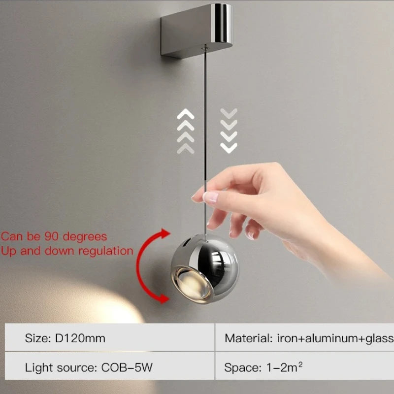 lampe murale moderne argentée réglable éclairage quotidien led chambre salon