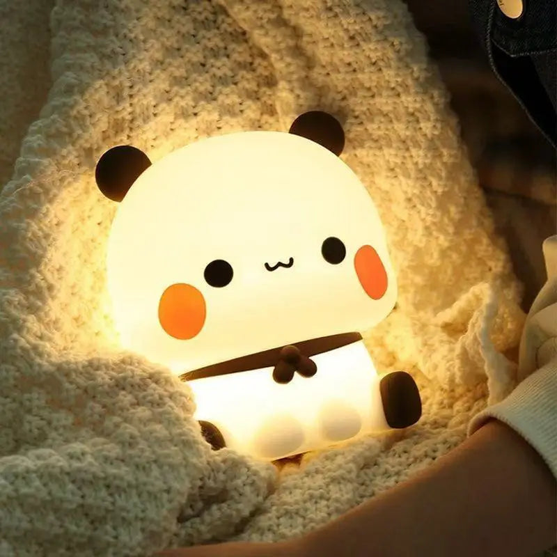 veilleuse led panda blanc noir orange modes dimmable cartoon mignonne tactile chambre enfants