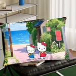 coussins décoratifs imprimés hello kitty bleu blanc rose vert jaune polyester cartoon salon lit