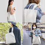 sac main blanc uni sans fermeture éclair poignées détachables toile polyester coton robuste réutilisable