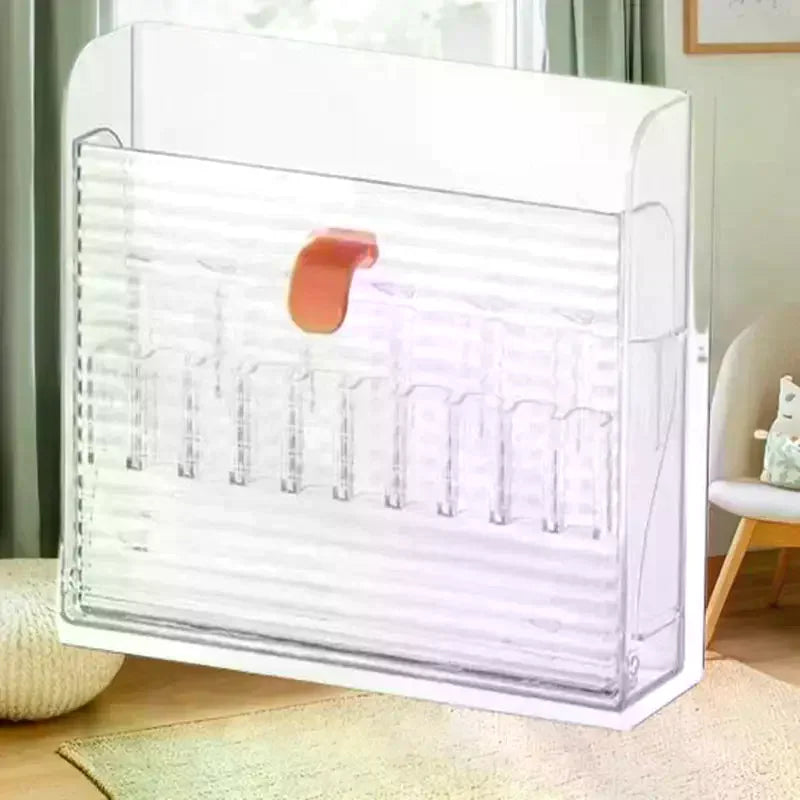 rangement transparent pinceaux maquillage boîte organisation compartiments minimaliste étanche coiffeuse salle bain accessoire beauté