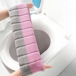 couvre siege toilette gris rose vert rayures horizontales doux confortable adhésif peluche coton